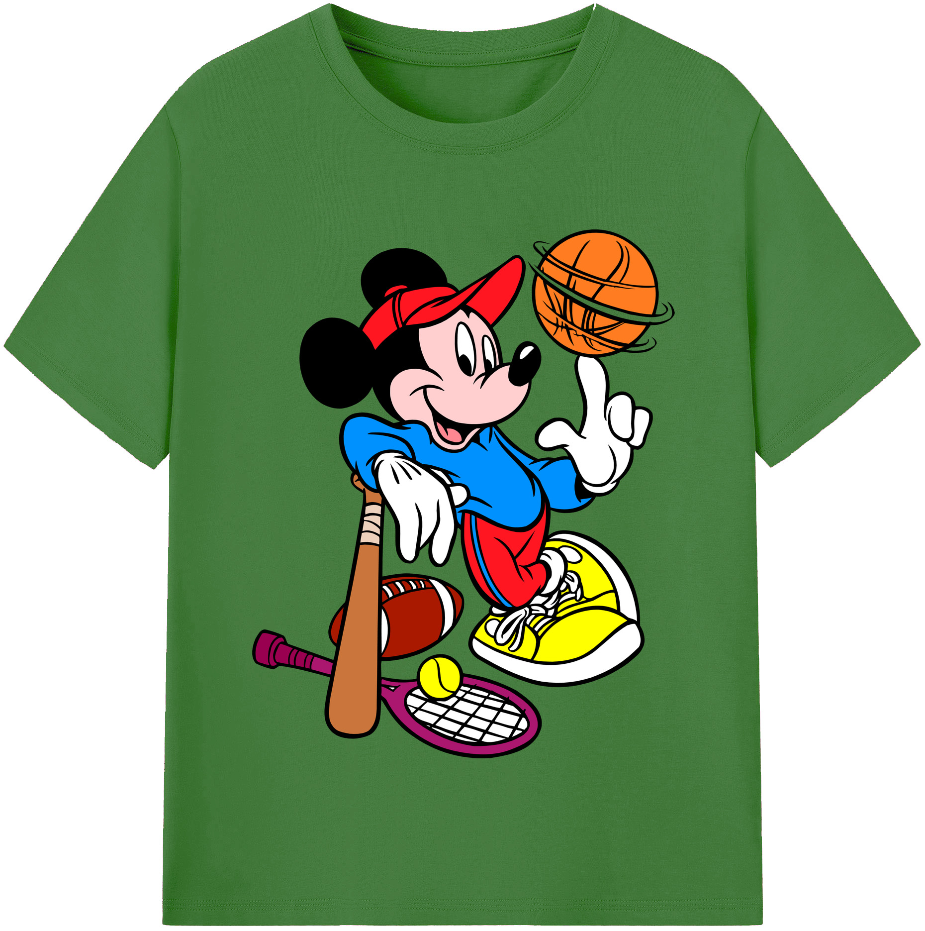 （画像用） ミッキーマウス Mickey Mouse レディースカジュアルプリントTシャツ（綿100％）
